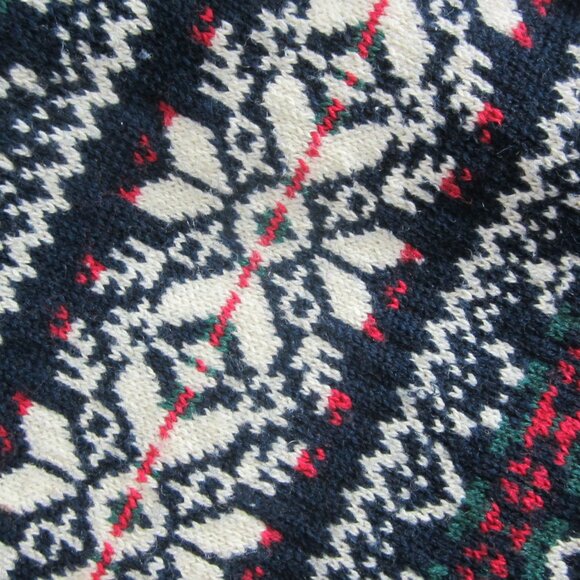 Vtg Alps Womens L Red Green Navy White Wool Nordic Cardigan Sweater Holiday Ski - Picture 6 of 14